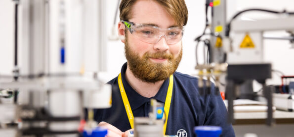 A Student in the Engineering block performing a practical.